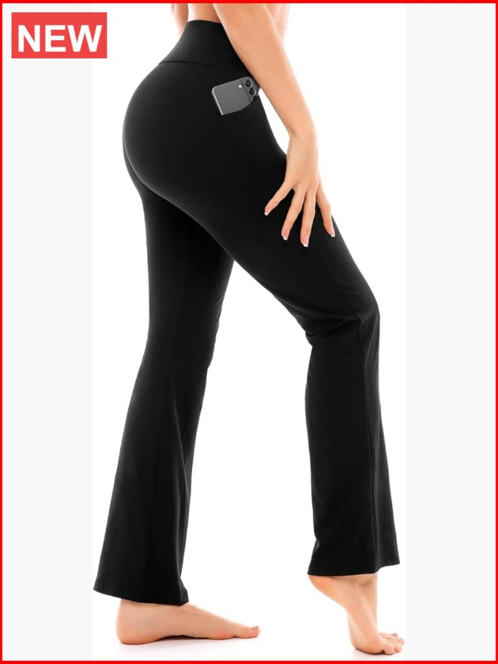 Flare Leggings with Pockets, High Waisted Opaque Yoga Workout Pants